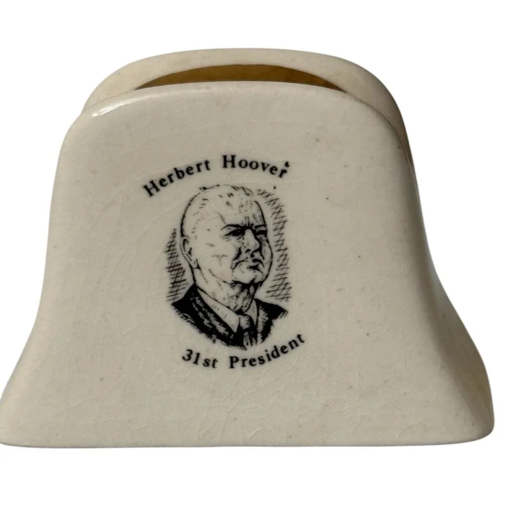 Vintage President Herbert Hoover Porcelain Salt Pepper Shaker Midcentury Japan